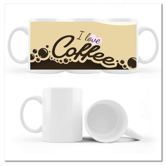 Kubek ceramiczny, I love Coffee, 330 ml, ZeSmakiem, biały ZeSmakiem