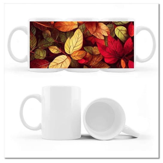 Kubek ceramiczny, Jesienne liście Jesień, 330 ml, ZeSmakiem, biały ZeSmakiem