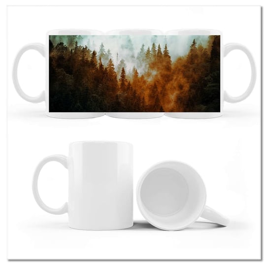 Kubek ceramiczny, Jesienny krajobraz Góry, 330 ml, ZeSmakiem, biały ZeSmakiem