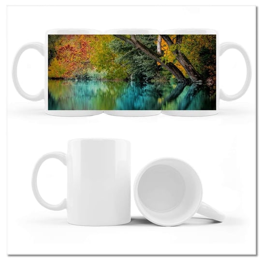 Kubek ceramiczny, Jesienny krajobraz Rzeka, 330 ml, ZeSmakiem, biały ZeSmakiem