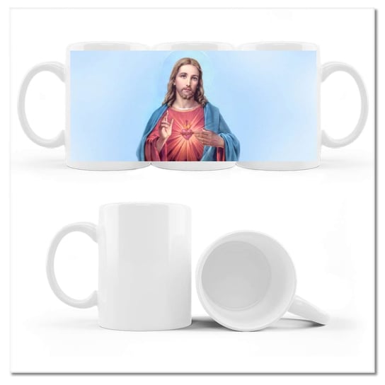 Kubek ceramiczny, Jezus Chrystus, 330 ml, ZeSmakiem, biały ZeSmakiem