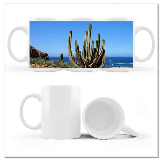 Kubek ceramiczny, Kaktus w naturze, 330 ml, ZeSmakiem, biały ZeSmakiem