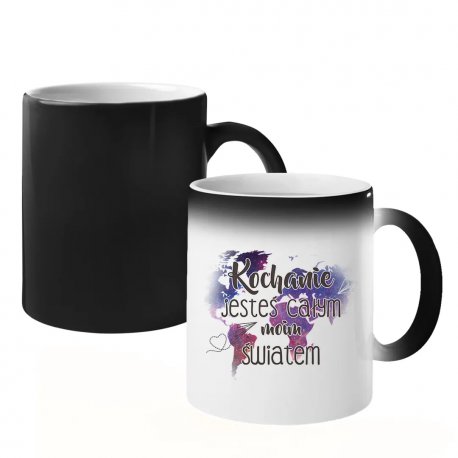 Kubek ceramiczny Kochanie, Jesteś Całym Moim Światem - Magiczny 330 ml, Koszulkowy Koszulkowy