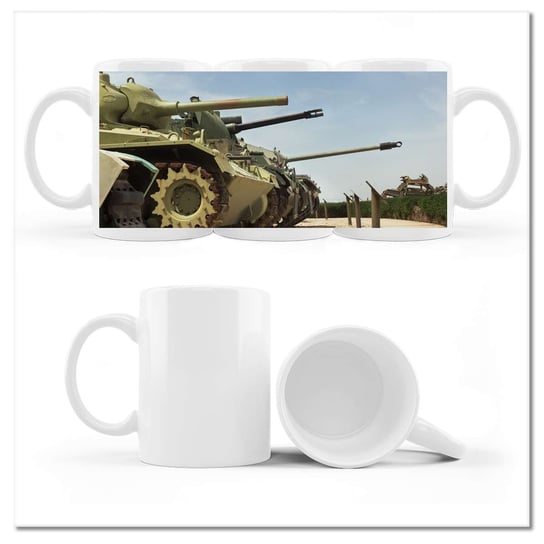Kubek ceramiczny, Kolekcja starych czołgów, 330 ml, ZeSmakiem, biały ZeSmakiem
