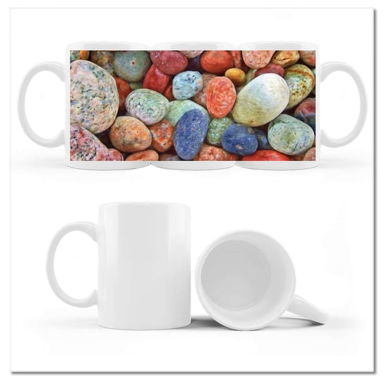 Kubek ceramiczny, Kolorowe kamienie, 330 ml, ZeSmakiem, biały ZeSmakiem