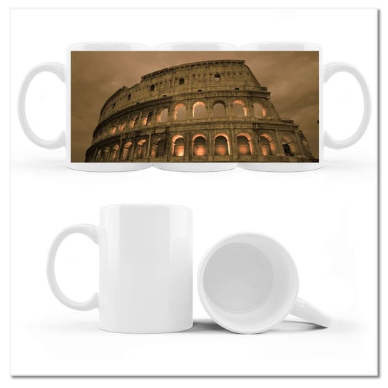 Kubek ceramiczny, Koloseum w Rzymie, 330 ml, ZeSmakiem, biały ZeSmakiem