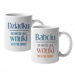 Kubek ceramiczny Komplet dla babci i dziadka 330 ml, Koszulkowy Koszulkowy