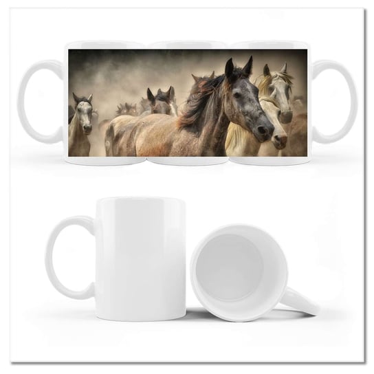 Kubek ceramiczny, Koń Jeździectwo, 330 ml, ZeSmakiem, biały ZeSmakiem