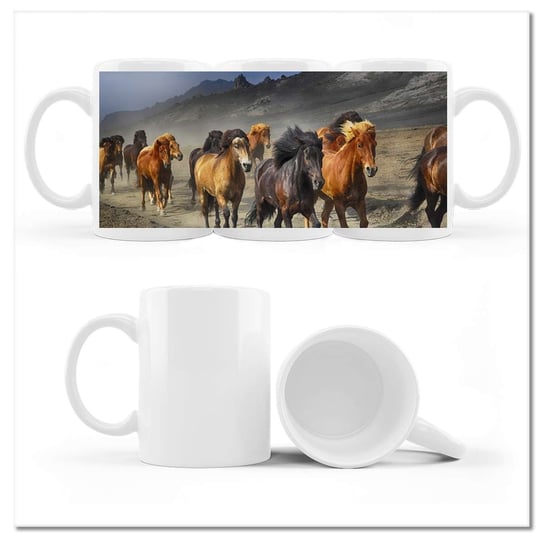 Kubek ceramiczny, Koń  Jeździectwo, 330 ml, ZeSmakiem, biały ZeSmakiem