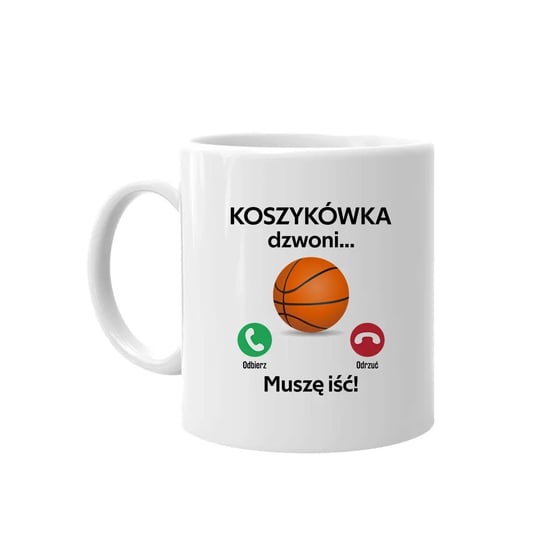 Kubek ceramiczny Koszykówka dzwoni, muszę iść 330 ml, Koszulkowy Koszulkowy