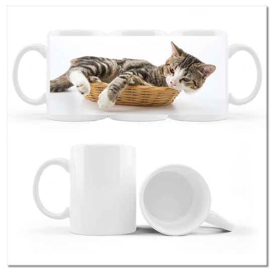 Kubek ceramiczny, Kot Kotek, 330 ml, ZeSmakiem, biały ZeSmakiem