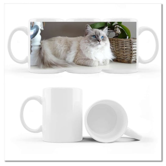 Kubek ceramiczny, Kot rasy Ragdoll, 330 ml, ZeSmakiem, biały ZeSmakiem