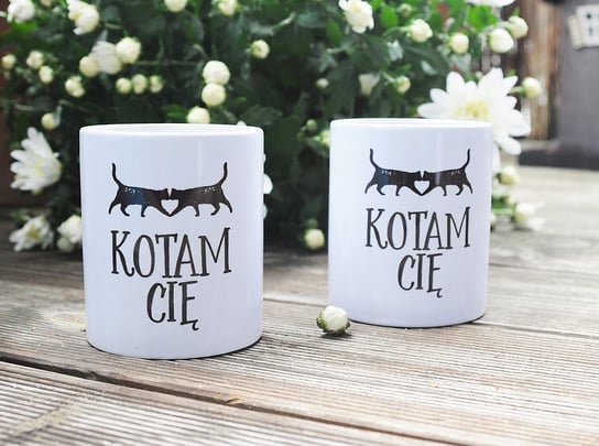 Kubek ceramiczny Kotam Cię, na walentynki z kotem dla kociarza, kociary, 450 ml, Sowia Aleja Inna marka