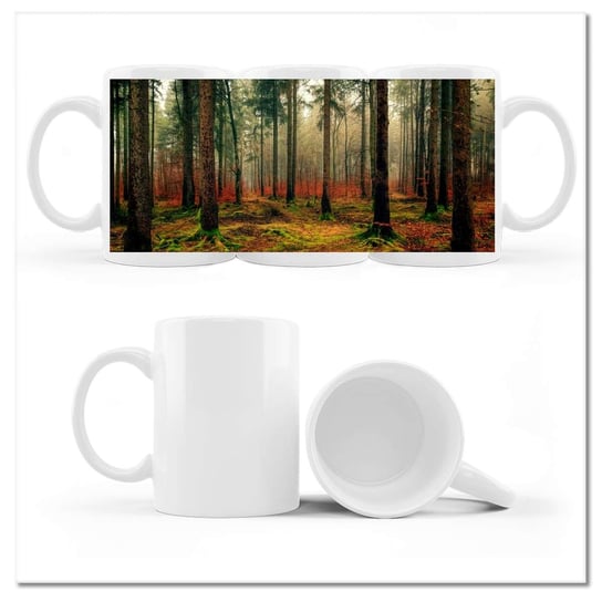 Kubek ceramiczny, Leśny krajobraz, 330 ml, ZeSmakiem, biały ZeSmakiem