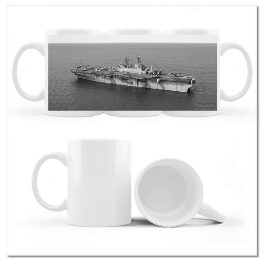 Kubek ceramiczny, Lotniskowiec Statek, 330 ml, ZeSmakiem, biały ZeSmakiem