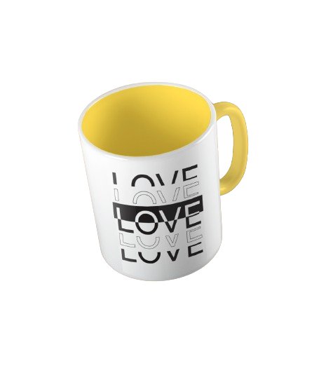 Kubek ceramiczny LOVE, LOVE, LOVE, walentynki, 330 ml, Fotobloki & Decor żółty Fotobloki & Decor