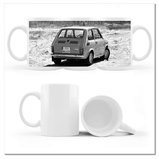 Kubek ceramiczny, Maluch Fiat 126p, 330 ml, ZeSmakiem, biały ZeSmakiem