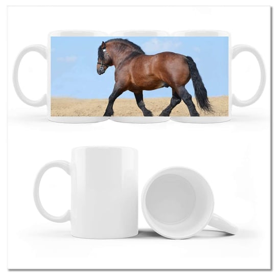 Kubek ceramiczny, Mocny koń, 330 ml, ZeSmakiem, biały ZeSmakiem