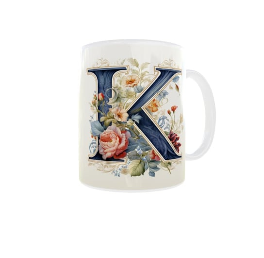 Kubek ceramiczny, Monogram Litera K - Kwiaty, 300 ml Inna marka