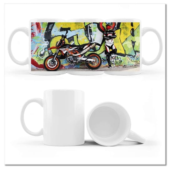 Kubek ceramiczny, Motocykl Grafiti, 330 ml, ZeSmakiem, biały ZeSmakiem