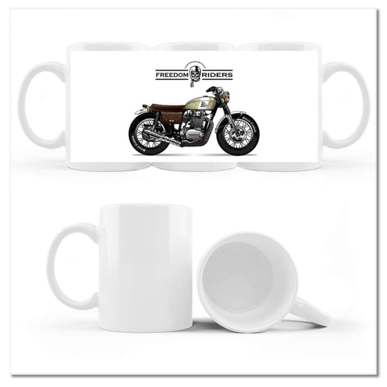 Kubek ceramiczny, Motocykl Vintage, 330 ml, ZeSmakiem, biały ZeSmakiem