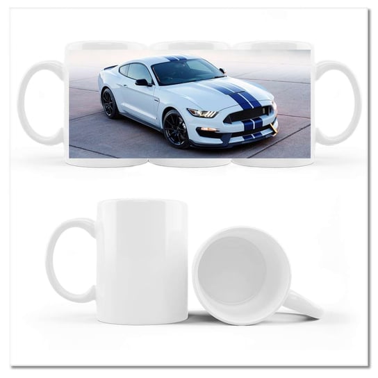 Kubek ceramiczny, Mustang Shelby Ford USA, 330 ml, ZeSmakiem, biały ZeSmakiem