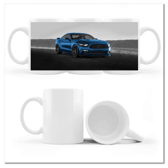 Kubek ceramiczny, Niebieski Ford Mustang, 330 ml, ZeSmakiem, biały ZeSmakiem