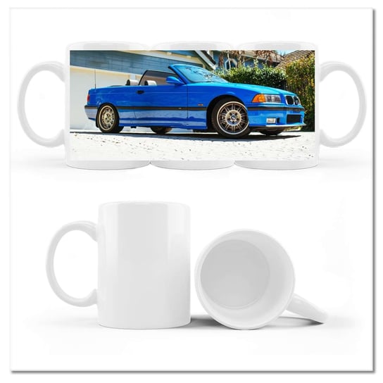 Kubek ceramiczny, Niebieski Kabriolet BMW 3, 330 ml, ZeSmakiem, biały ZeSmakiem
