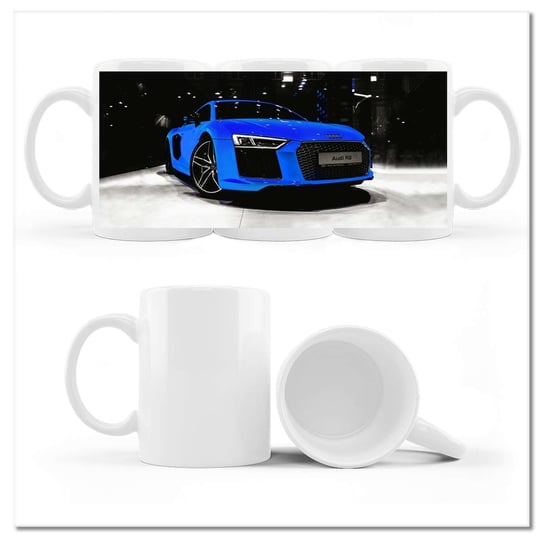 Kubek ceramiczny, Niebieskie Audi R8, 330 ml, ZeSmakiem, biały ZeSmakiem