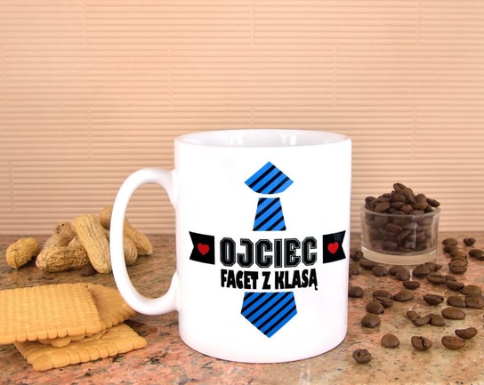 Kubek ceramiczny, Ojciec, Facet z Klasą, 320 ml, 321Prezent, biały 321Prezent