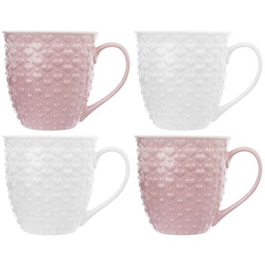 Kubek ceramiczny Orion z uchem do picia kawy herbaty napojów różowy biały zestaw kubków 580 ml 4 szt. Orion