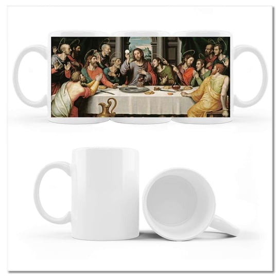 Kubek ceramiczny, Ostatnia Wieczerza Jezus, 330 ml, ZeSmakiem, biały ZeSmakiem