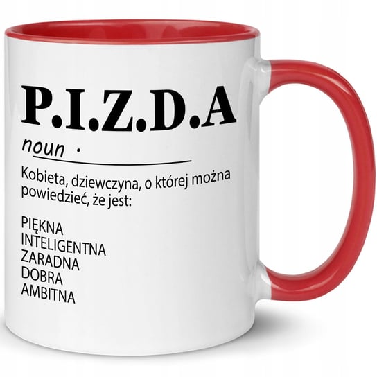 Kubek ceramiczny, P.I.Z.D.A WZ, 300 ml, czerwony Inna marka