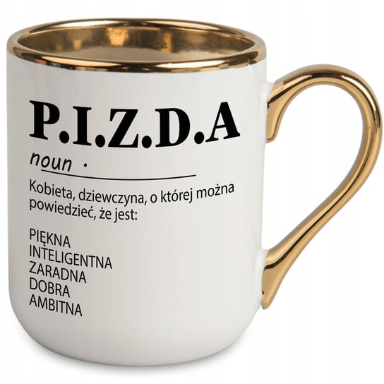 Kubek ceramiczny, P.I.Z.D.A WZORY, 330 ml, biały Inna marka