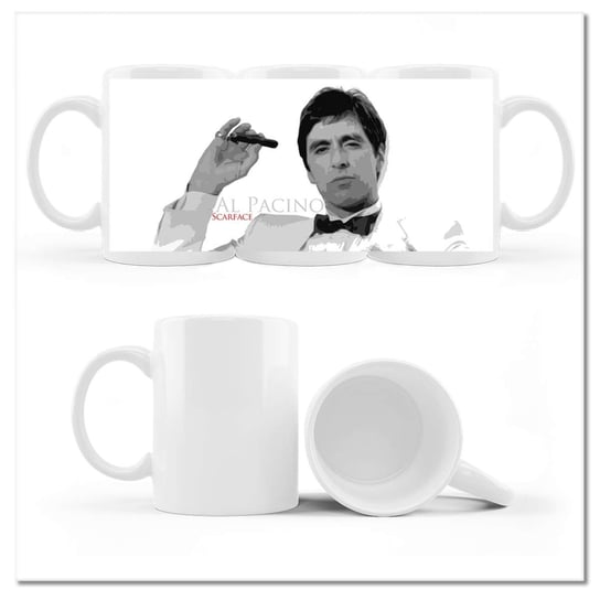 Kubek ceramiczny, Pacino Człowiek z blizną, 330 ml, ZeSmakiem, biały ZeSmakiem