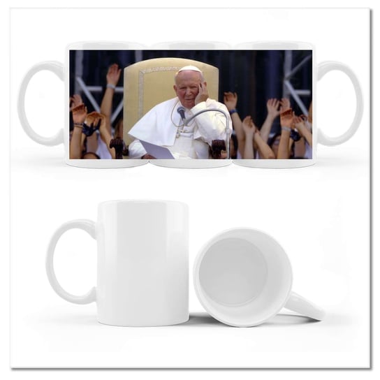 Kubek ceramiczny, Papież Polak Jan Paweł II, 330 ml, ZeSmakiem, biały ZeSmakiem