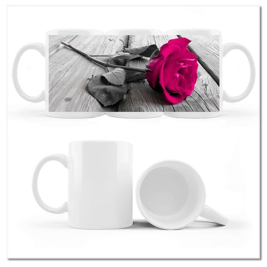 Kubek ceramiczny, Piękna róża na moście, 330 ml, ZeSmakiem, biały ZeSmakiem