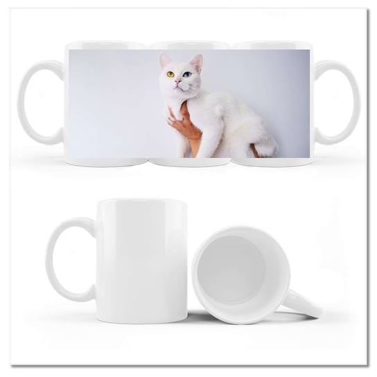Kubek ceramiczny, Piękny kot, 330 ml, ZeSmakiem, biały ZeSmakiem