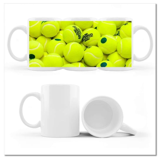 Kubek ceramiczny, Piłeczki tenisowe, 330 ml, ZeSmakiem, biały ZeSmakiem