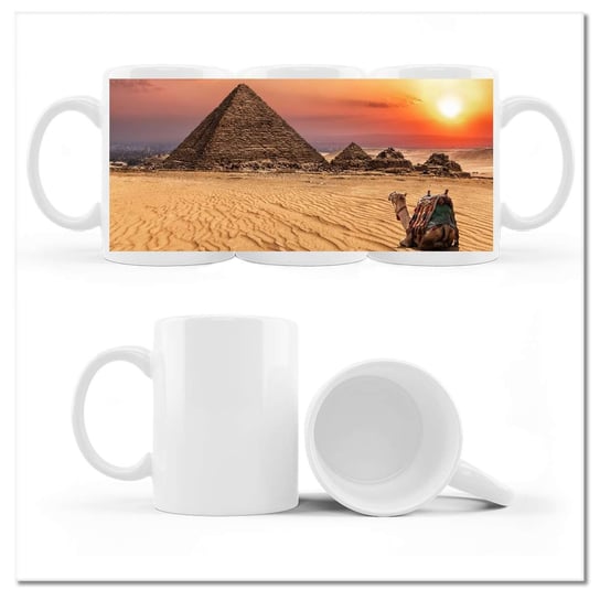 Kubek ceramiczny, Piramida Menkaure Egipt, 330 ml, ZeSmakiem, biały ZeSmakiem
