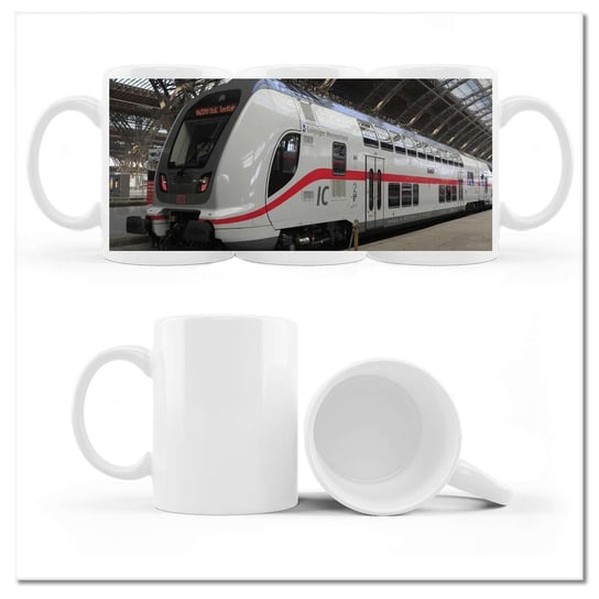 Kubek ceramiczny, Pociąg na stacji, 330 ml, ZeSmakiem, biały ZeSmakiem
