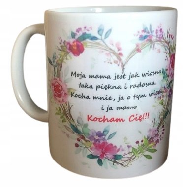Kubek ceramiczny Prezent Na Dzień Matki Wierszyk + Kartonik, 330ml Inna marka