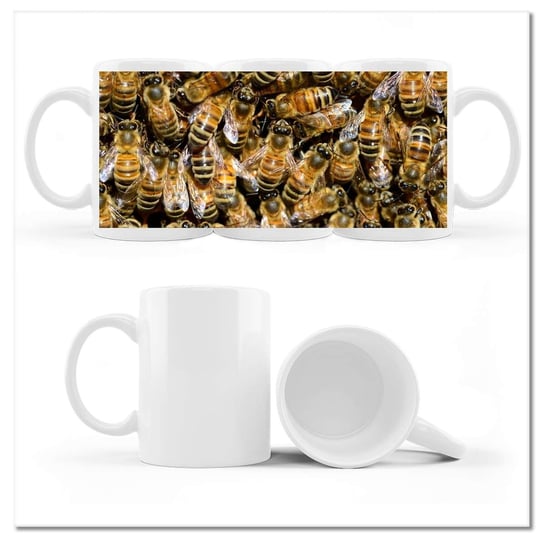 Kubek ceramiczny, Pszczółki podczas pracy, 330 ml, ZeSmakiem, biały ZeSmakiem