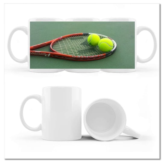 Kubek ceramiczny, Rakieta tenisowa Sport, 330 ml, ZeSmakiem, biały ZeSmakiem