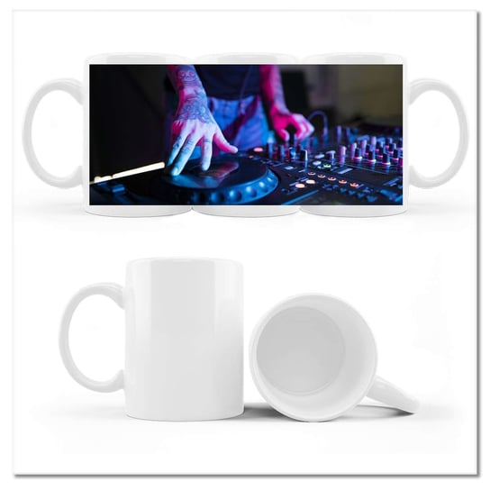 Kubek ceramiczny, Ręczny mikser stacja DJ, 330 ml, ZeSmakiem, biały ZeSmakiem