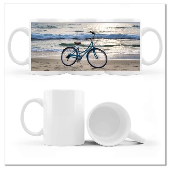 Kubek ceramiczny, Rower na plaży, 330 ml, ZeSmakiem, biały ZeSmakiem
