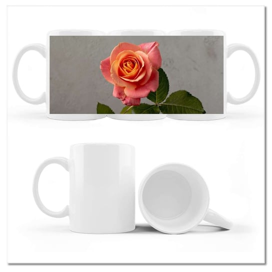 Kubek ceramiczny, Róża, 330 ml, ZeSmakiem, biały ZeSmakiem