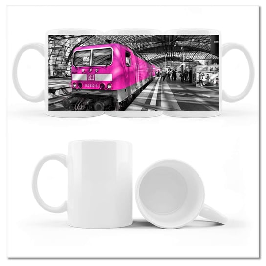 Kubek ceramiczny, Różowy pociąg, 330 ml, ZeSmakiem, biały ZeSmakiem