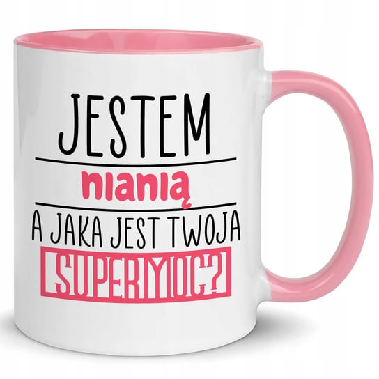 Kubek ceramiczny RÓŻOWY Prezent Dla NIANI SUPERMOC, 300 ml, StyleCouture StyleCouture