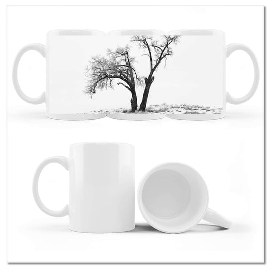 Kubek ceramiczny, Samotne drzewo, 330 ml, ZeSmakiem, biały ZeSmakiem